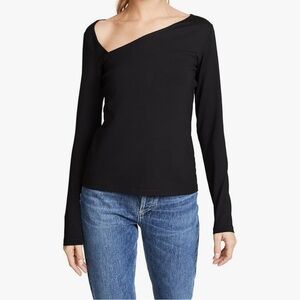 Susana Monaco Black Asymmetrical Long Sleeve Top